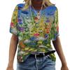 Женская летняя свободная футболка с коротким рукавом с круглым вырезом и винтажным цветочным узором S-5XL, топы больших размеров