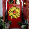 Artificial Sunflowers Wreath for Front Door Farmhouses Wedding Holiday Decorations, Front Door Wreath Spring Wreath
