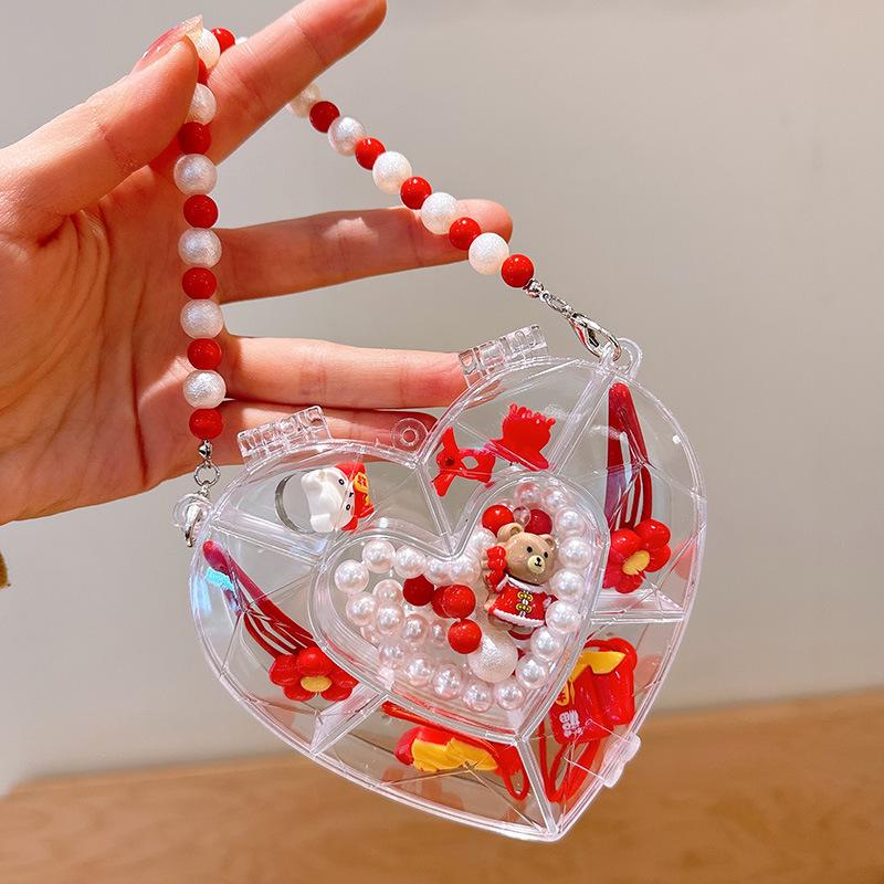 Детский милый мультяшный браслет-цепочка с подвесками-фруктами и Счастливым Драконом - Подарочная коробка на День Рождения