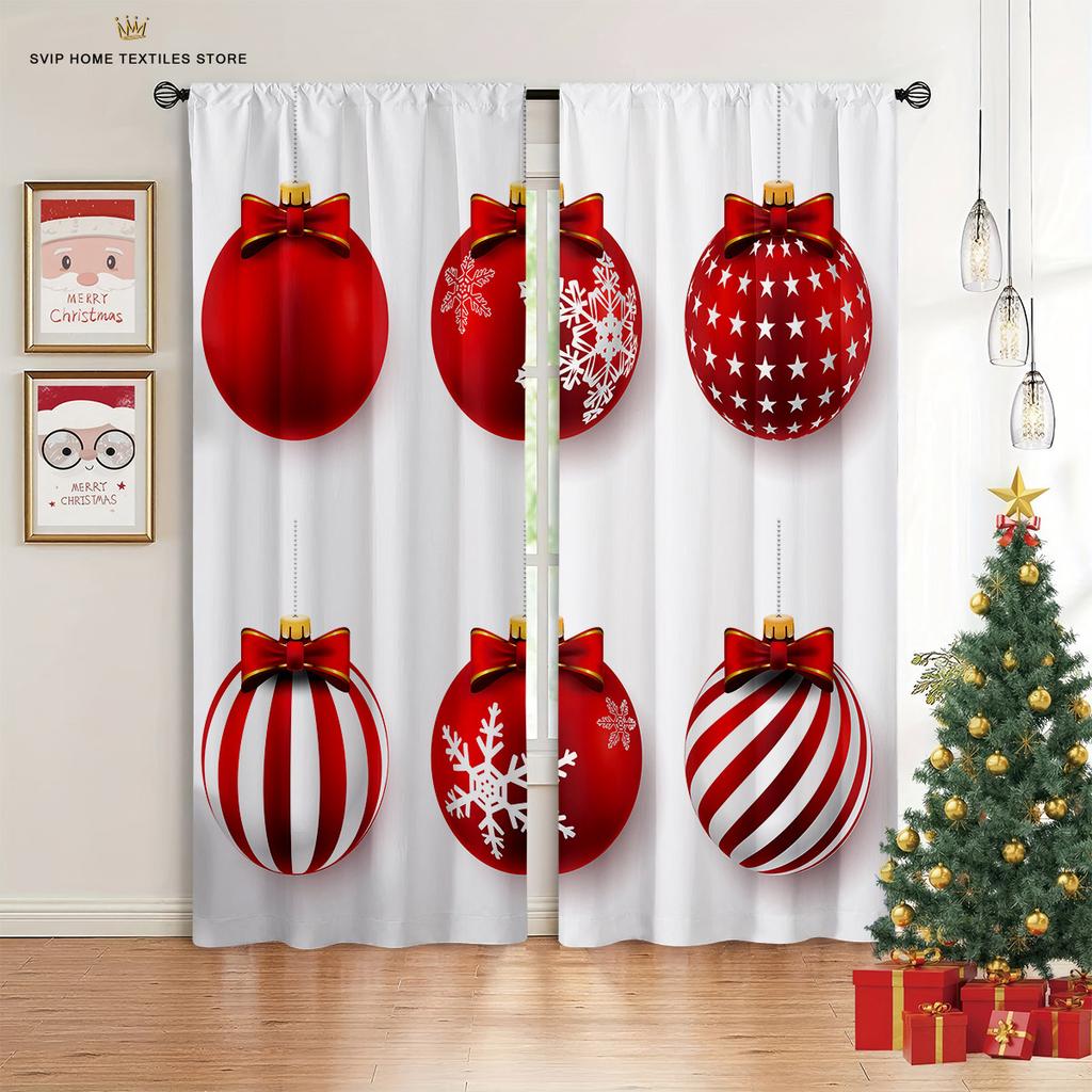 Christmas Tree Curtains for Home Decor, 2 Panel, Luxury, Living Room, Bedroom, Balcony, Kitchen Decor, Happy New Year