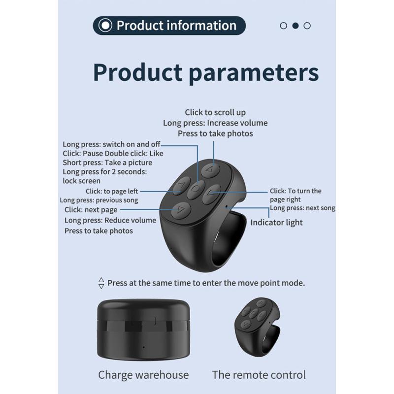 Remote Control Ring Bluetooth-compatible Photo Turning Page Controller Tiktok Wireless Mobile Selfie