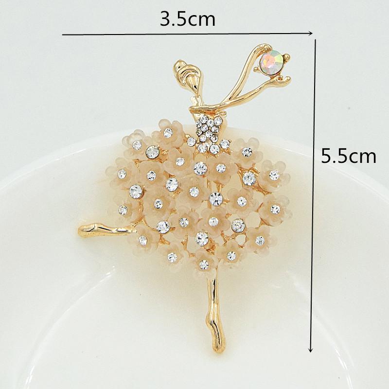 Элегантная брошь-балерина с разноцветными кристаллами и аксессуар-значок на лацкан