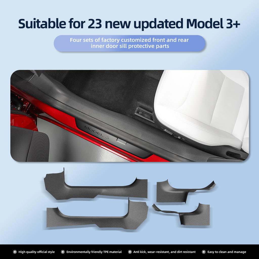 LUCKEASY Left Drive for Tesla Model 3 Highland 2024 Car Front Rear Door Threshold Protector Anti-kick Pad Door Sill Strip Guard