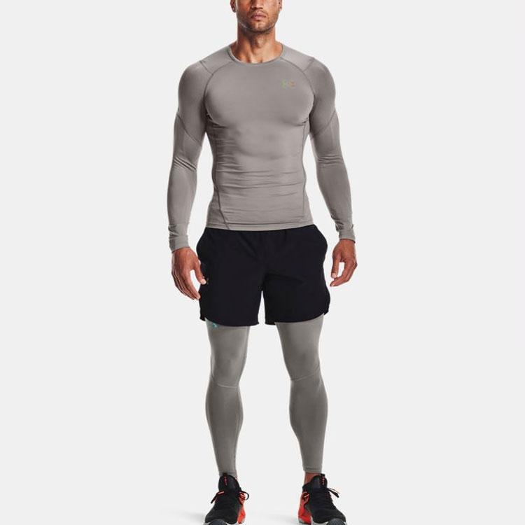 Under Armour Strong Stretch Training Long Sleeve Compression Shirt Men Tops Gray 1358233-066