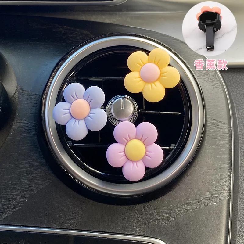 Милый цветочный зажим для духов, украшение для воздуховода автомобиля, ароматерапевтический освежитель воздуха, красочный цветочный орнамент, аксессуары для салона автомобиля