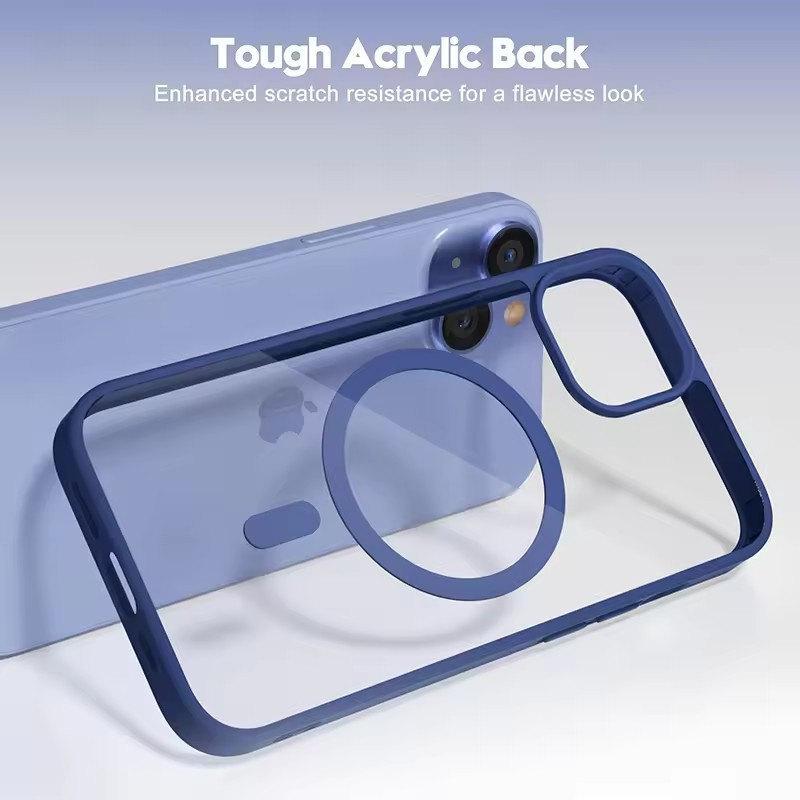 Роскошный прочный магнитный чехол Magsafe Hard Case для iPhone 16 15 14 13 12 11 Pro Max Plus прозрачный матовый тонкий противоударный чехол