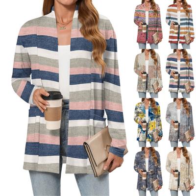 Женские легкие кардиганы с открытой передней частью, с длинными рукавами, повседневные, свободные, тонкие кардиганы с карманами