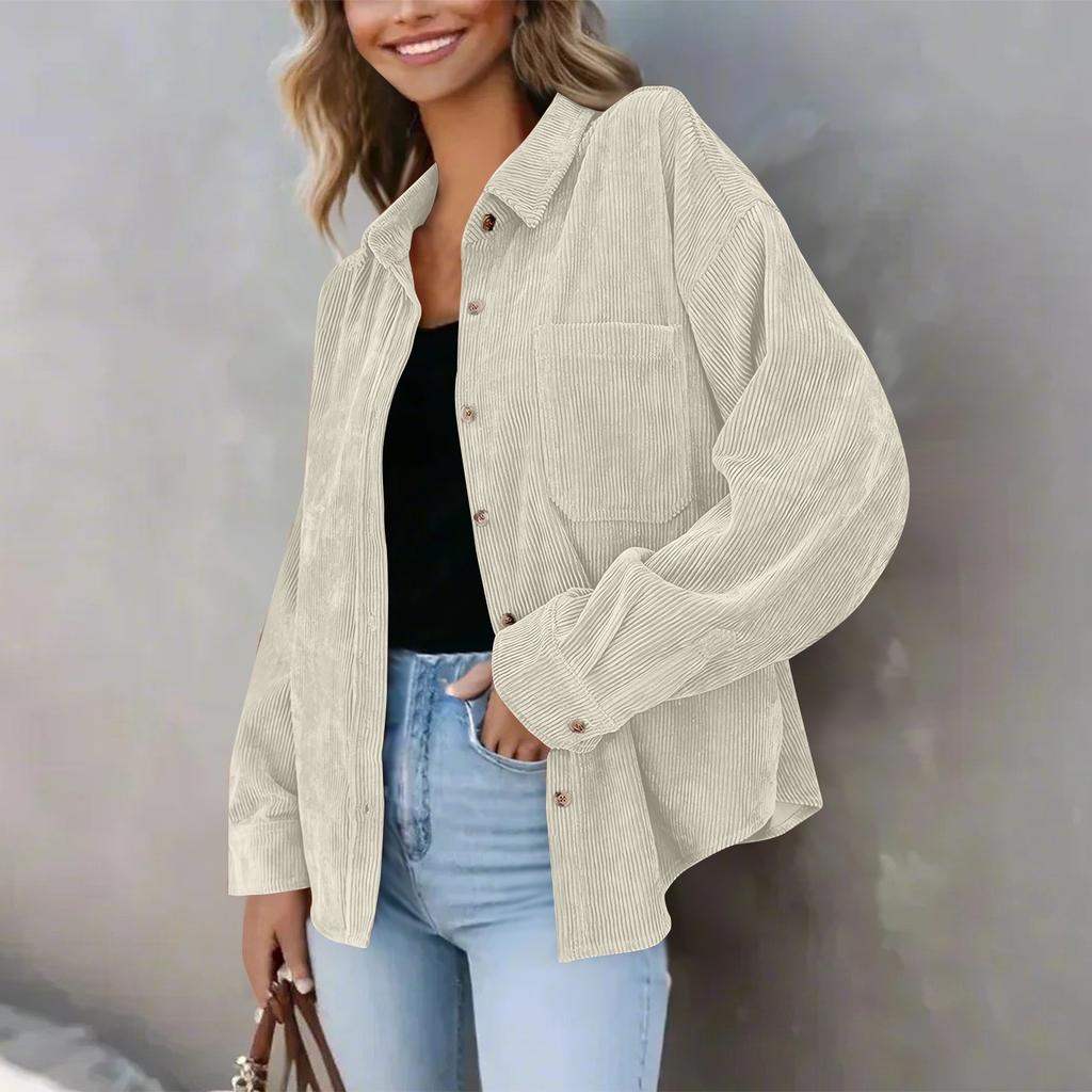 Женская повседневная однотонная свободная куртка с лацканами на пуговицах больших размеров