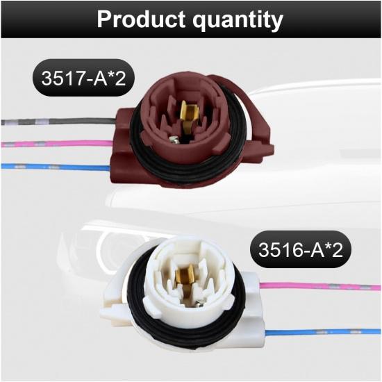 4PCS 3156 3157 Pre-Wired Harness Sockets – Car LED Bulb Pigtail Connectors for Brake Tail Turn Signal & Daytime Running Lights, Socket Plug