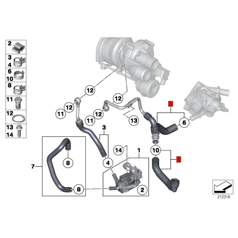Water Tank Return Coolant Hose for Mini R55 R56 R57 R58 R59 R60 COOPER S JCW ALL4 11537600674 11539845352