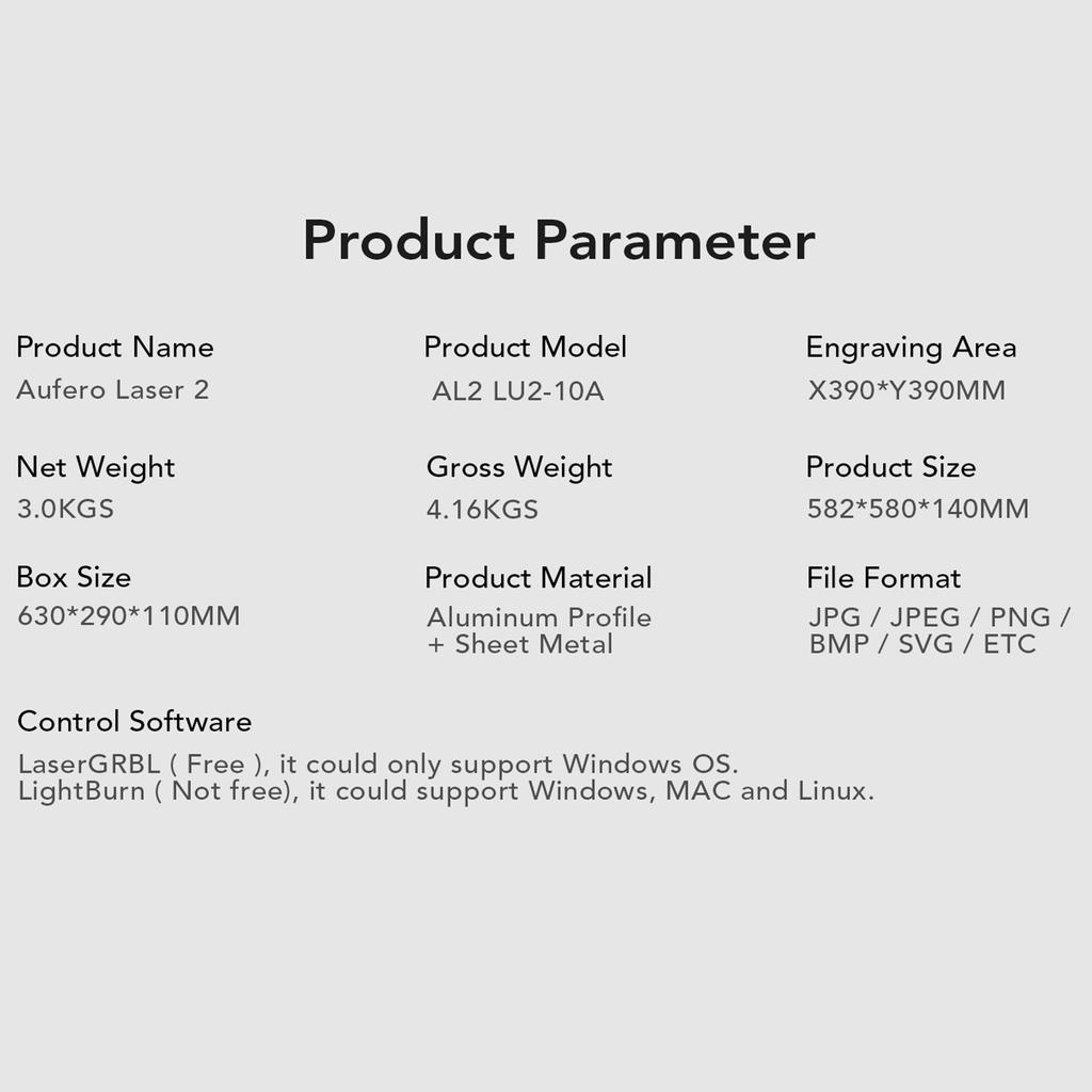 Aufero Laser 2 Laser Engraver with LU2-10A 10W Laser Power 390mmx390mm Engraving Area 32-bit