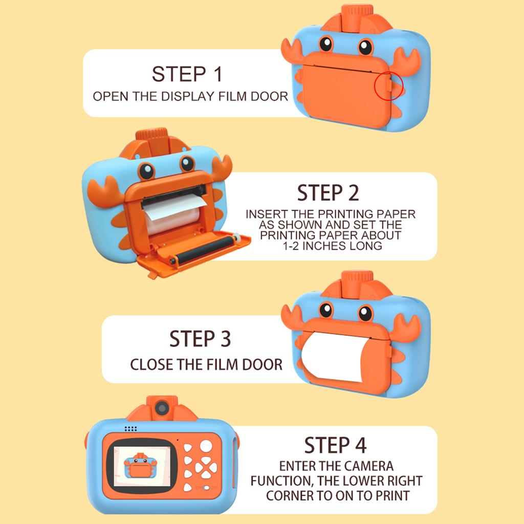 Милая детская камера мгновенной печати 1080P Детская цифровая камера Детская камера мгновенной печати с поворотом на 180 градусов