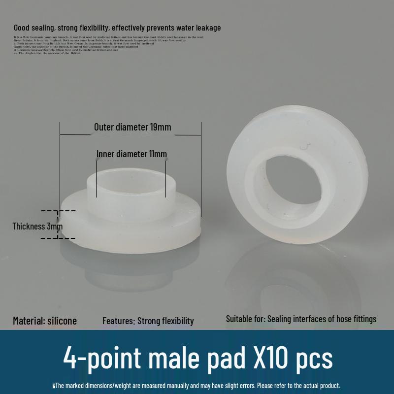 Silicone rubber gasket for 4-minute water heater: flat sealing ring, shower inlet pipe, 6-point, 1-inch water meter.