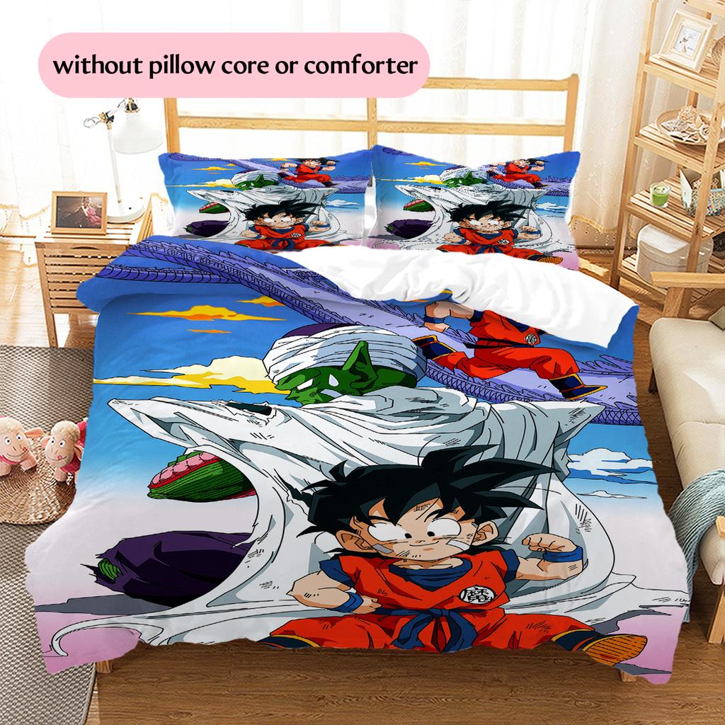Постельное белье с рисунком персонажей Dragon Ball, Домашний декор, Подарок на день рождения (1 пододеяльник + 2 наволочки, без наполнителя)