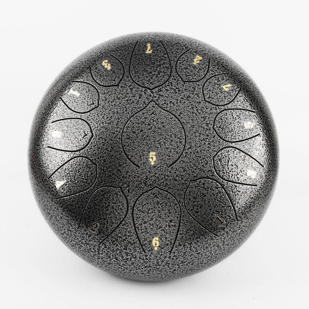 Steel Tongue Drum: 12" with 13 Sanskrit Sounds, Dust-Free, Stress-Free Design, Available In Empty Drum Color.