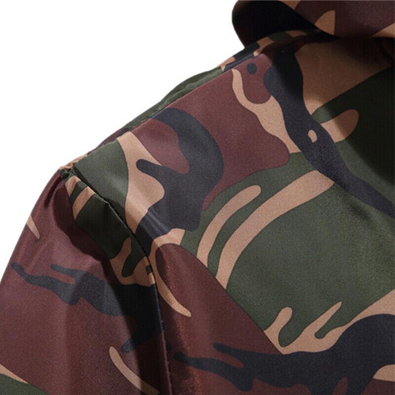 Mens Camo Windproof Waterproof Coat Hooded Zipper Jacket Outwear Plus Size M-6XL
