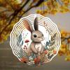 10 Inch Metal Wind Spinner with Rabbit Floral Design 360 Degree Rotating Hanging Decor for Garden Patio Lawn Indoor Outdoor