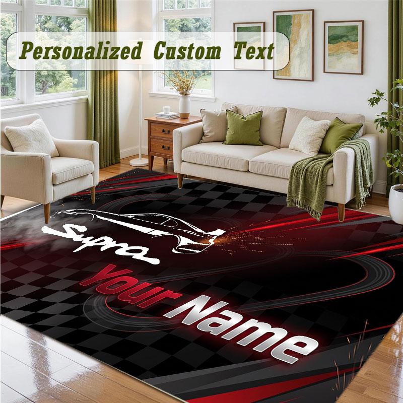 Crystal Velvet Square Rug Custom NameToyota Supra Pattern Non Slip Home Floor Decor Rug