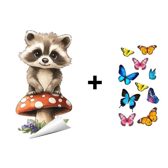 Spring Fox Window Clings Cartoon Fox Flowers Butterflies Glass Sticker Removable Cute Animal Window Decals for Home Office Shop