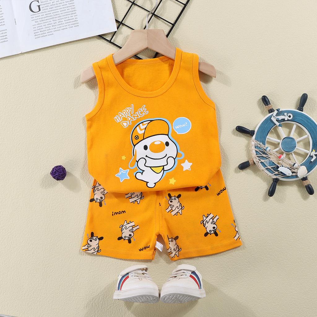 Kids Vest Set Summer Cotton Girls and Boys Vest + Shorts Set