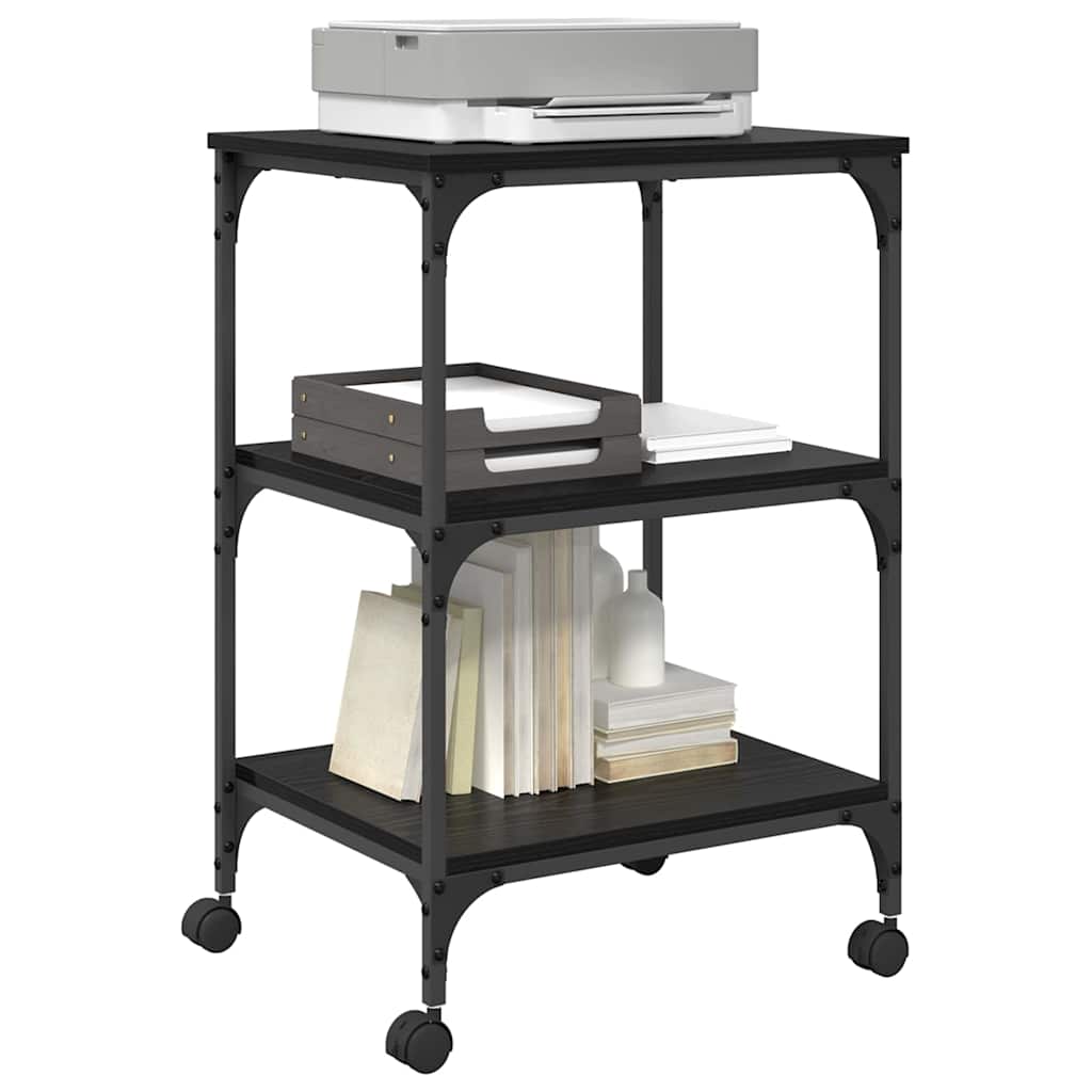 Printer Stand Black Oak Effect 50 x 41 x 75 cm