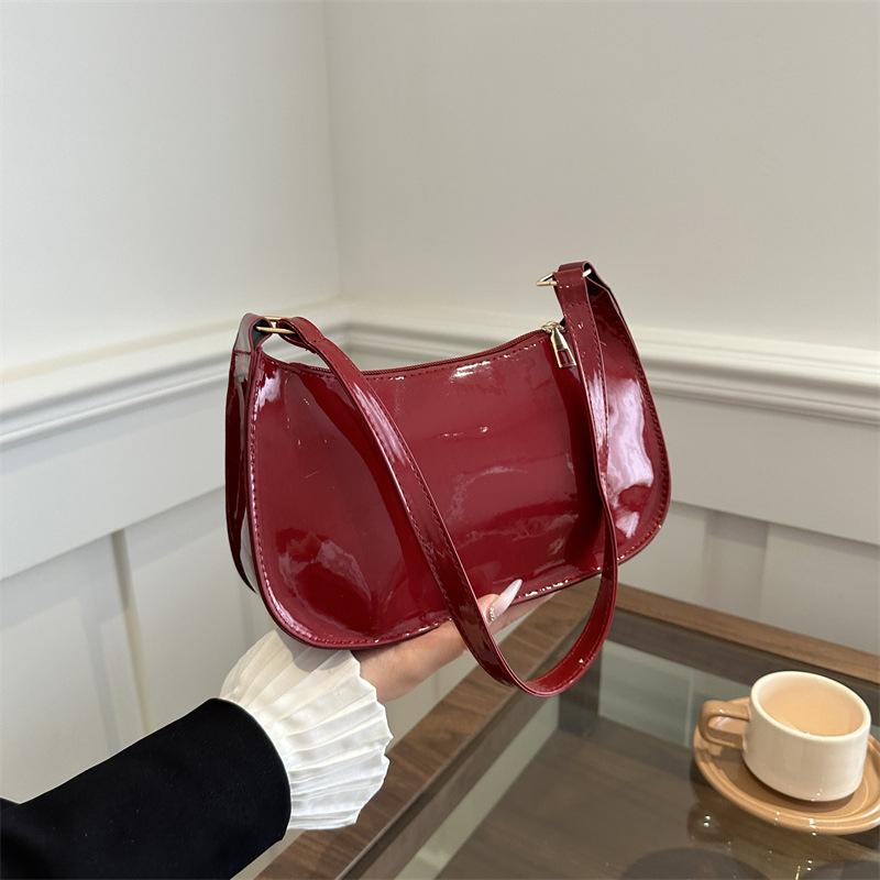 Retro Solid Color PU Leather Shoulder Bag Fashion Women's Handbags Casual Designer Hobos Underarm Bag