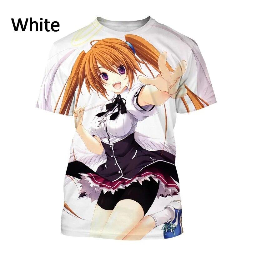 Summer Men's Japanese Anime High School DxD 3D Printing T-shirt Trend Fashion All-match Casual Round Neck Short-sleeved Top