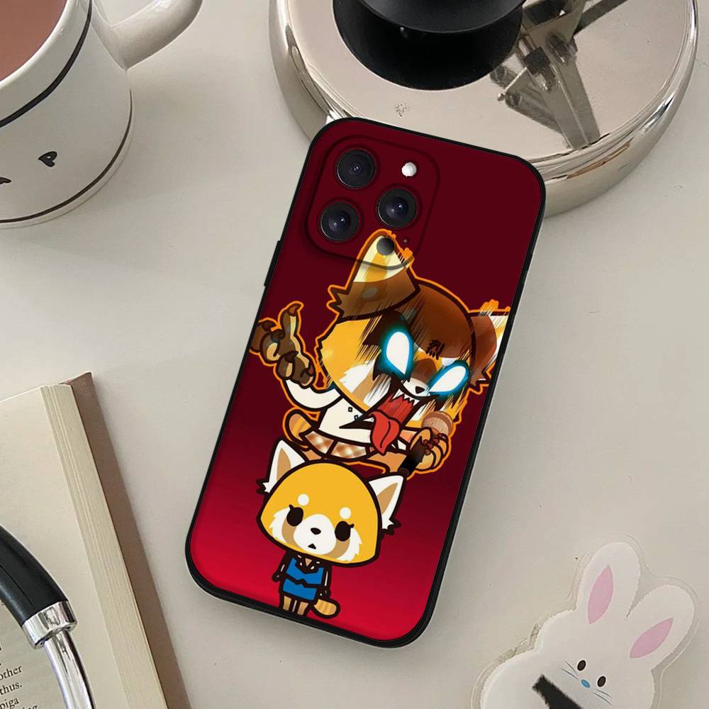 Мультяшный Милый A-АггретсукоS Чехол для Телефона Для IPhone 17 16 15 14 13 12 11 X XR XS Plus Pro Max Mini Мягкий Черный Чехол
