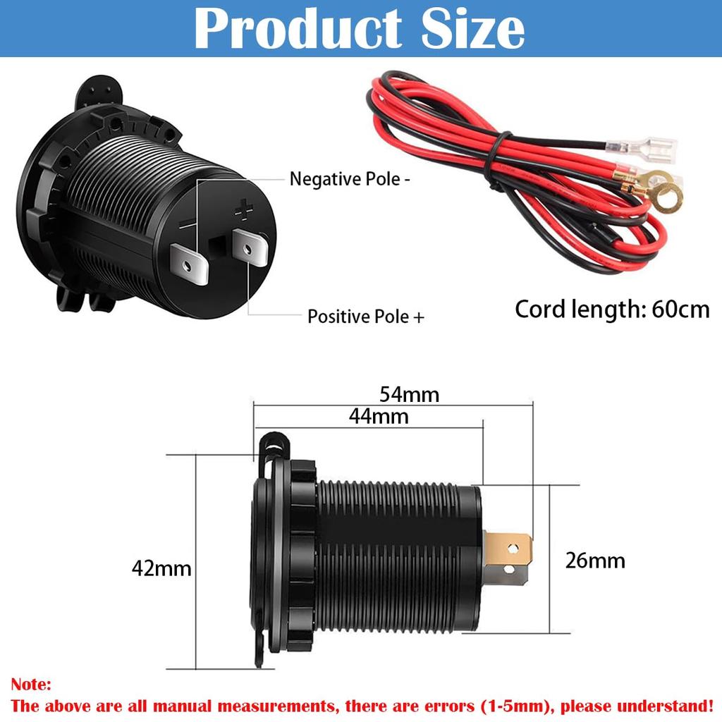 1 шт., водонепроницаемый штекер прикуривателя для мотоцикла, 60 см, с предохранителем, универсальный 12-24 В для автомобиля, лодки, мотоцикла