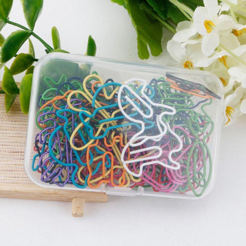 60pcs Plastic-coated Metal Paper Clip 12 Kinds Memo Clips Bookmarks School Stationery Office