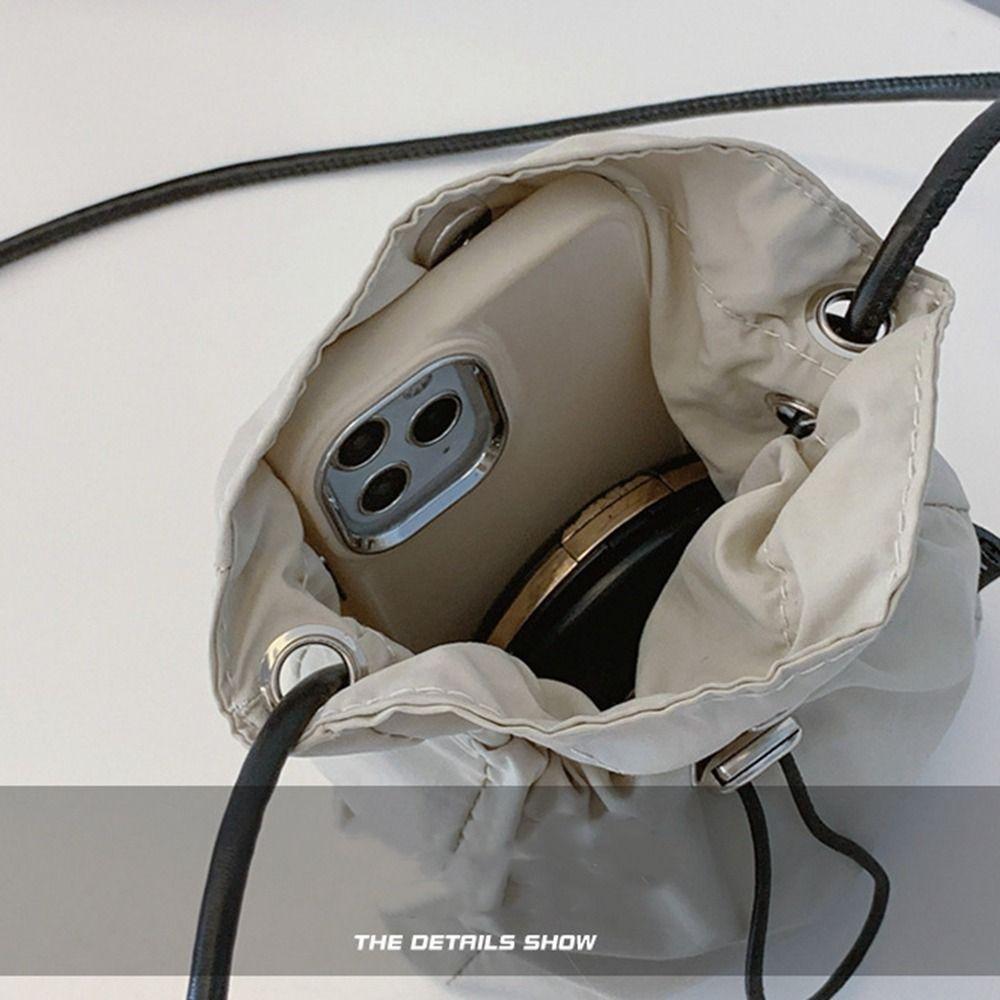 Purse Drawstring Canvas Bag Crossbody Bag Mobile Phone Bag Cute Nylon Shoulder Bag Office Worker