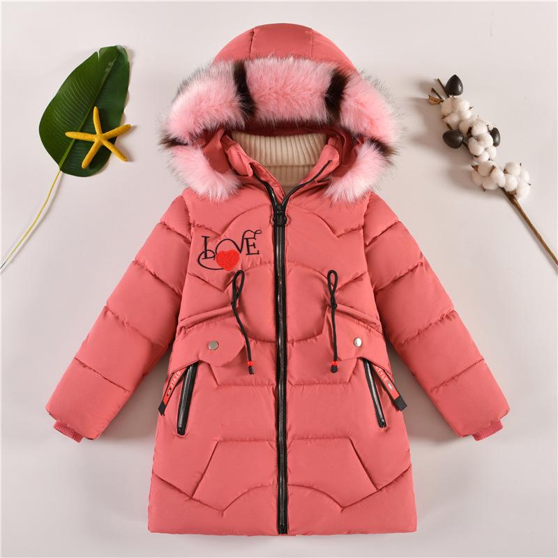 Girls Winter Clothing Children Medium and Long Down Jackets Fashion Hooded Cotton Padding Coats for Girl