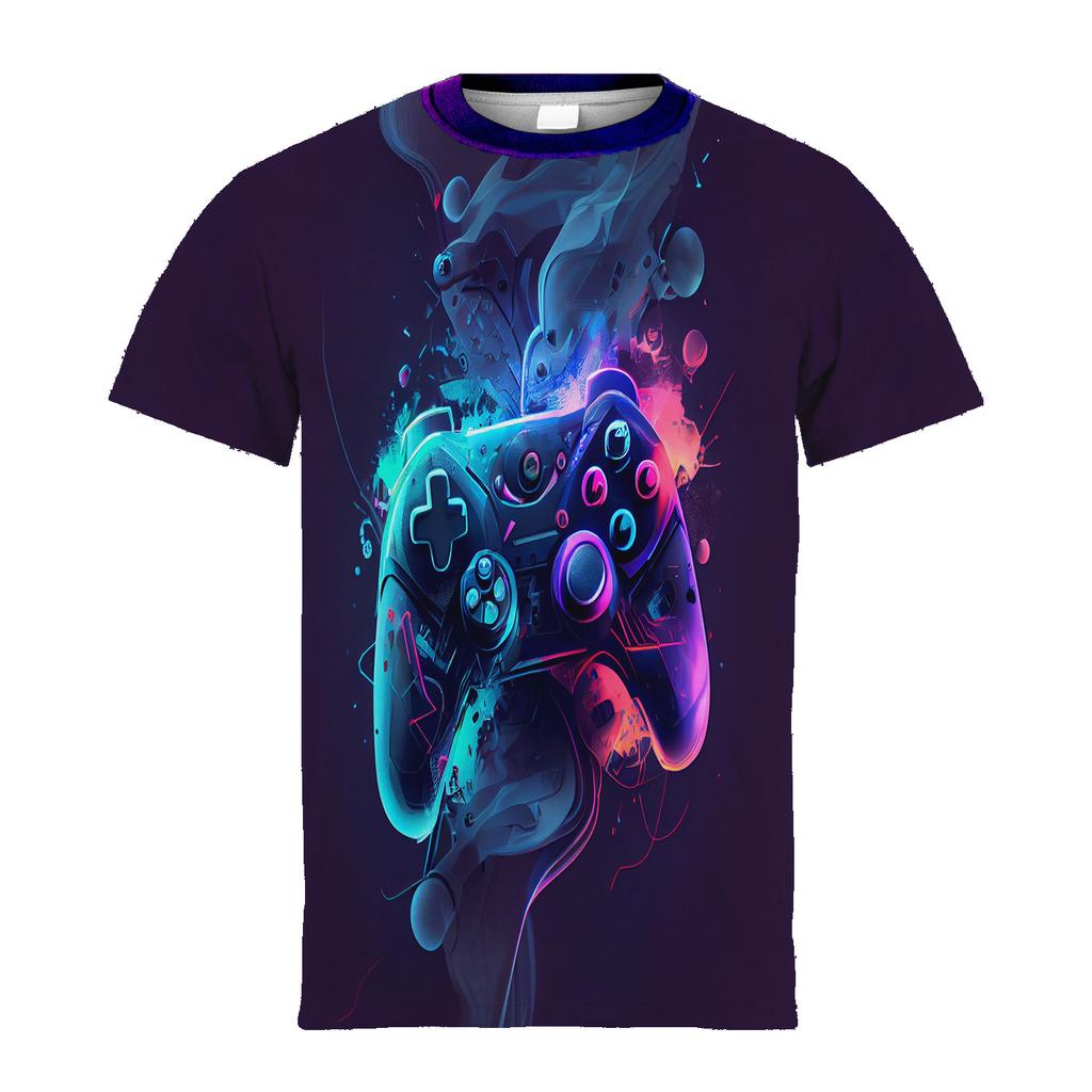 Детский топ, стильная красочная футболка с 3D-узором для геймпада, футболки с коротким рукавом для детей, повседневные футболки, классная одежда для мальчиков на лето