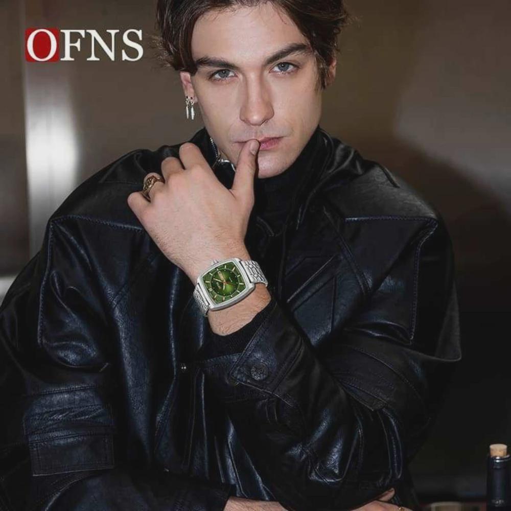 OFNS Квадратный механизм Водонепроницаемые мужские наручные часы Отображение даты и дня недели Мужские часы Роскошные кварцевые мужские часы