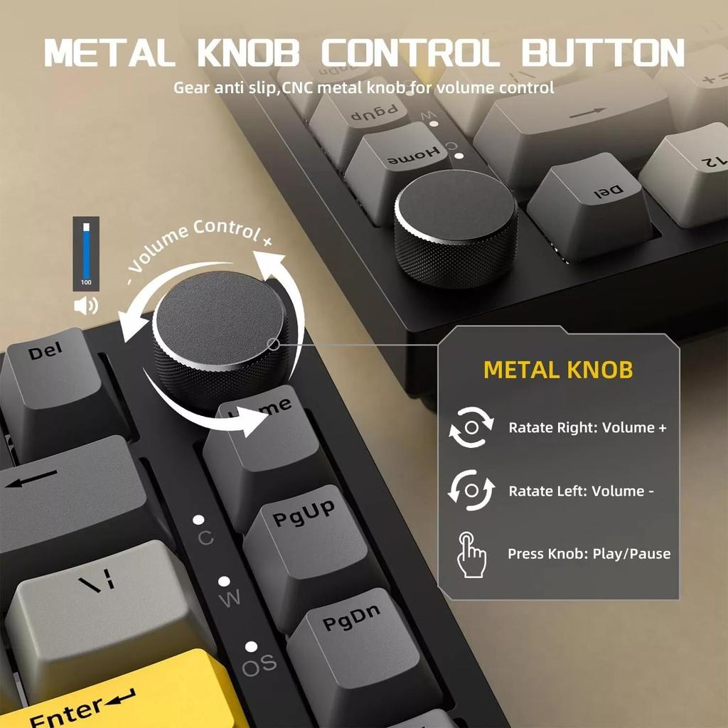 Ajazz AK820 Triple Mode Mechanical Keyboard Full Key Hot Swap Gaming Office