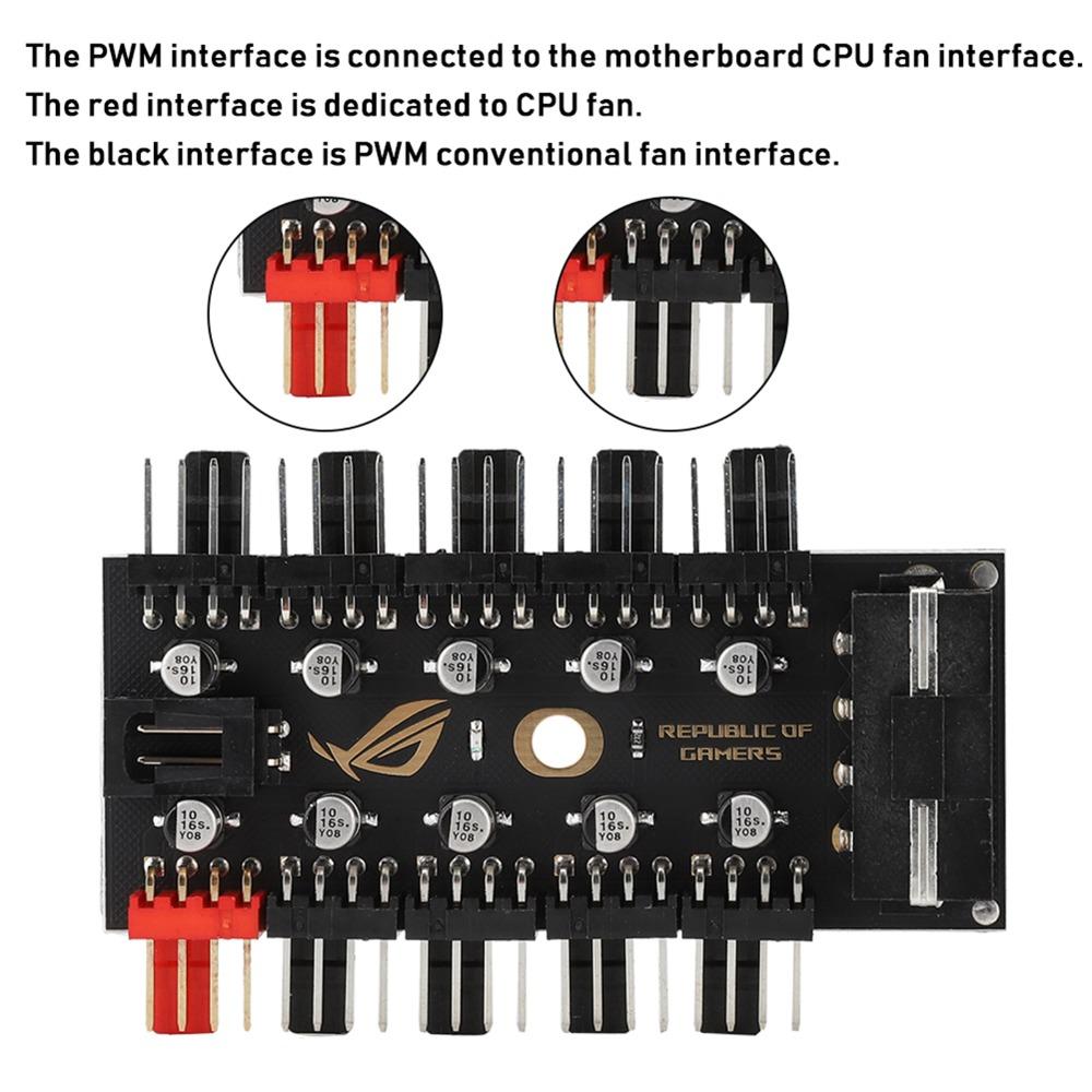 4Pin Fan Hub 10 Channel PWM Fan Hub Practical PC Fan Hub  Computer Chassis
