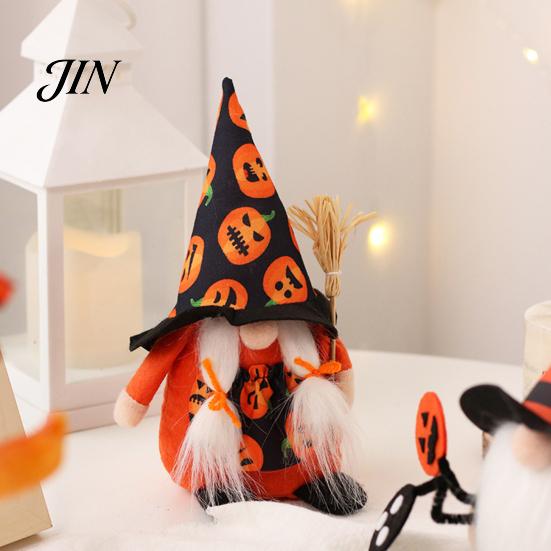 Striped Pointed Hat Gnome Halloween Gnomes Plush, Handmade Decoration, Dwarf Elf Ornaments for Witch Pumpkin Decor Tiered Tray Home Table Holiday