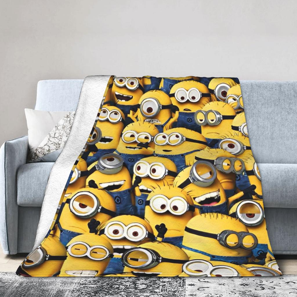 M-Minions Cute Cartoon Blanket Multi-size Warm Cozy Fluffy Throw Blankets for Sofa Couch and Bed