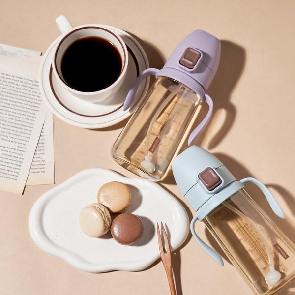 Mother K Basic PPSU One Touch Weight Соломенная чашка 300 мл + набор для наполнения прямой соломинки, 1 комплект, синий (чашка)