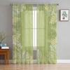 Plant Leaves Flowers Branches Simple Bedroom Transparent Sheer Curtains Holiday Decoration Window Voile Tulle Curtain