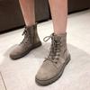 Ботинки на платформе для женщин весна-осень мода ретро щиколотка квадратный каблук шнуровка обувь женские ботинки
