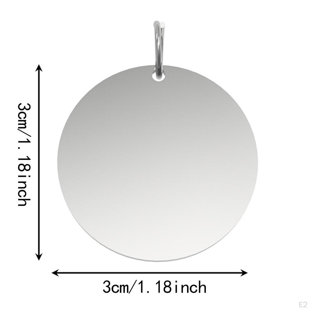 5x Подвески из нержавеющей стали, круглые, пустые бирки, 3 см, плоские подвесные гладкие диски для гравировки с кольцом