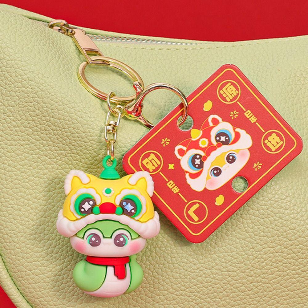 Blessing Lucky Snake Key Ring Cute Chinese New Year Pendant Creative Snake Year Keychain  Friends