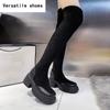 Street Style Platform Stretch Women Over The Knee High Boots Fashion Thick Heels Shoes Keep Warm Ladies Long Botas De Mujer