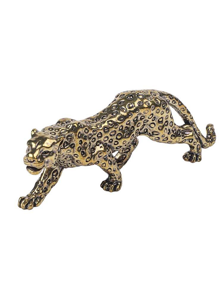 Daily Use Office Decor Brass Leopard Statue Office Leopard Statue Compact Size Golden Color High-Quality Brass