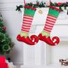 Red/Green Christmas Stocking Decorations Hanging Large Capacity Elf Style Candy Bag Decorative Elf Christmas Stockings for Home