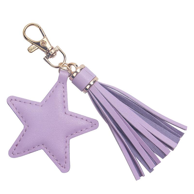 1PC Gift Tassel Keychain Bag Pendant Key Ring PU Leather Star Keyring Car Key Chain Women Girl