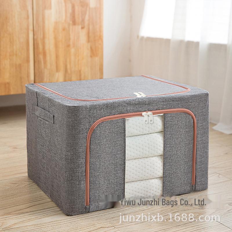 «Складной тканевый ящик для хранения со стальным каркасом и водостойкой имитацией льна»