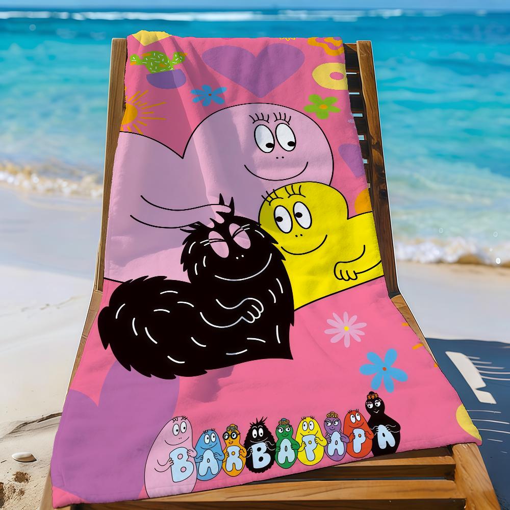 Мультяшное полотенце B-Barbapapa-S Спортивное Быстросохнущее Туристическое Снаряжение для Кемпинга Песозащитное Мягкое Легкое Большое Пляжное Полотенце