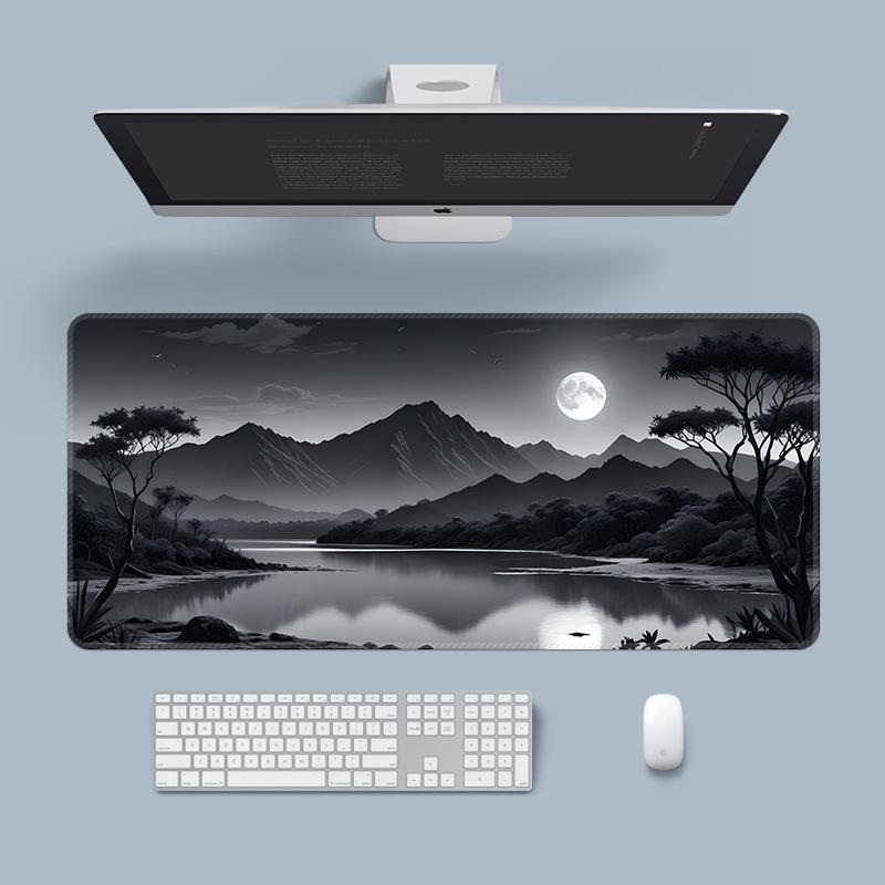 Extra Large Washable Mouse Pad - Aurora Landscape & Sunset Clouds Design, Thickened for Office and Gaming Desks